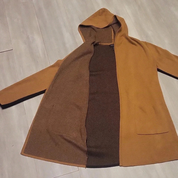 🛍Rachel Zoe Hooded Tan and Black Open Front Cardigan Womens Size Small - Picture 4 of 8